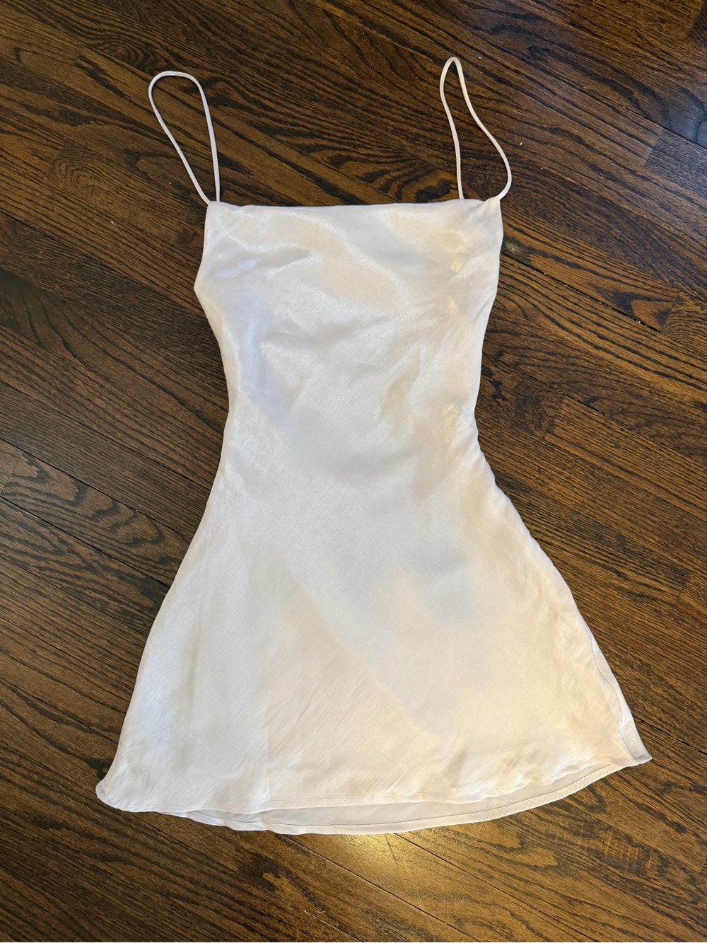 Princess Polly White Shimmer Satin Mini Dress Open Back Lace Up Size 4 US